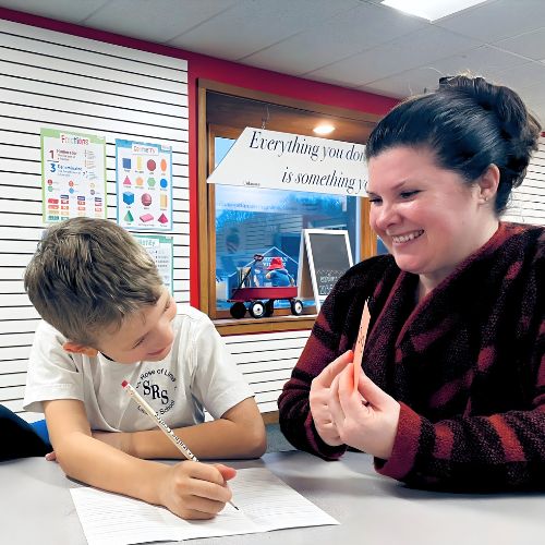 Student in a personalized private tutoring session for reading in Woodbury, CT